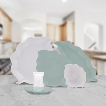 Karaca Leaf Oval 25 Parça 6 Kişilik Porselen Kahvaltı Takımı Beyaz