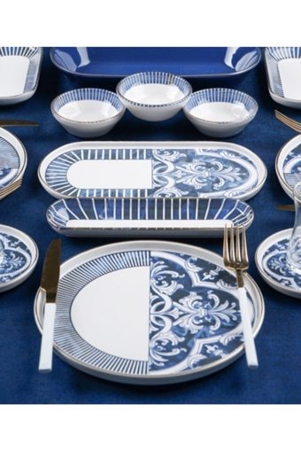 Acar Ottoman Xsh-21-0324/1 Yuvarlak Desenli 31 Parça Stoneware Kahvaltı Takımı Beyaz