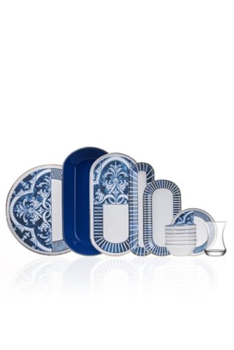 Acar Ottoman Xsh-21-0324/1 Yuvarlak Desenli 31 Parça Stoneware Kahvaltı Takımı Beyaz