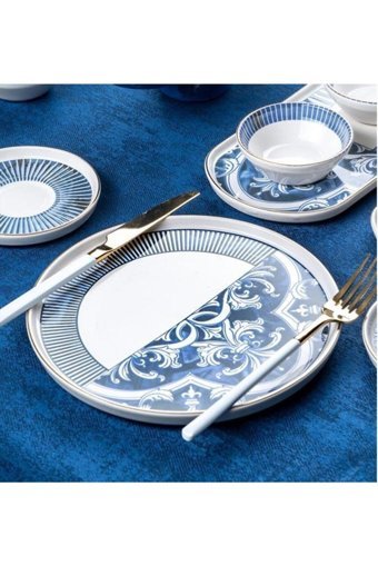 Acar Ottoman Xsh-21-0324/1 Yuvarlak Desenli 31 Parça Stoneware Kahvaltı Takımı Beyaz
