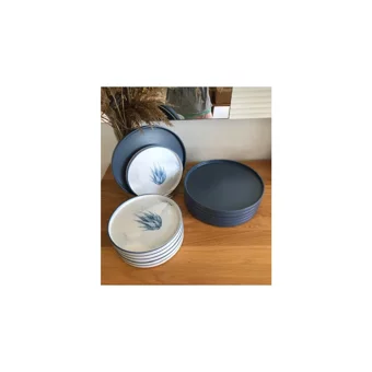Keramika Blue Magic Yuvarlak Desenli 12 Parça 6 Kişilik Seramik Kahvaltı Takımı Beyaz-Mavi