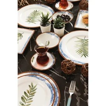 Porland Areca Desenli 36 Parça 6 Kişilik Porselen Kahvaltı Takımı Çok Renkli