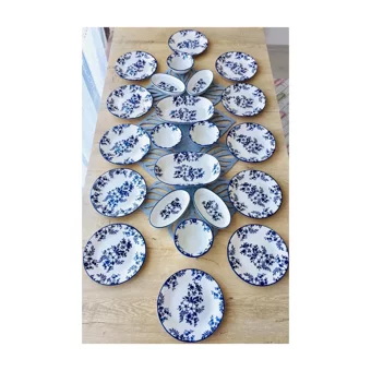 Venüs Home Yasemin Desenli 22 Parça 12 Kişilik Seramik Kahvaltı Takımı Mavi