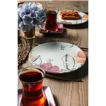 Keramika Lilia 19176 Desenli 21 Parça 4 Kişilik Seramik Kahvaltı Takımı Çok Renkli