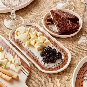 Bella Maison Terra Yuvarlak Desenli 13 Parça 6 Kişilik Seramik Kahvaltı Takımı Kiremit