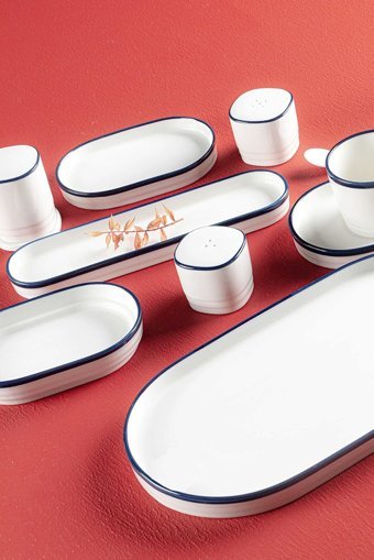 Morlimon Marla Oval 35 Parça 6 Kişilik Porselen Kahvaltı Takımı Beyaz
