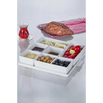 Acar Bianco Perla Kare 5 Parça Porselen Kahvaltı Takımı Beyaz