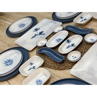 Keramika Blue Magıc Yuvarlak Desenli 26 Parça 6 Kişilik Seramik Kahvaltı Takımı Beyaz-Mavi