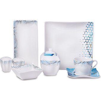 Korkmaz Link Collection A8572 Desenli 28 Parça 6 Kişilik Porselen Kahvaltı Takımı Beyaz