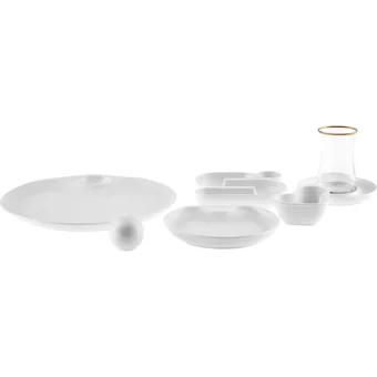Karaca Streamline Salsa Fine Bone Oval 26 Parça 6 Kişilik Fine Bone Kahvaltı Takımı Beyaz