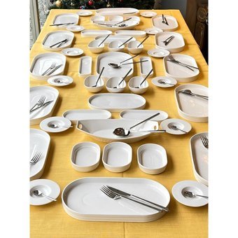 Rossev Pure Oval 132 Parça 12 Kişilik Porselen Kahvaltı Takımı Beyaz