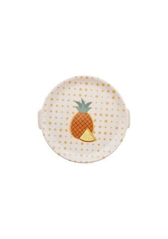 Karaca Ananas Kapaklı Puantiyeli Yuvarlak Desenli 1 Parça Seramik Kahvaltı Takımı Çok Renkli