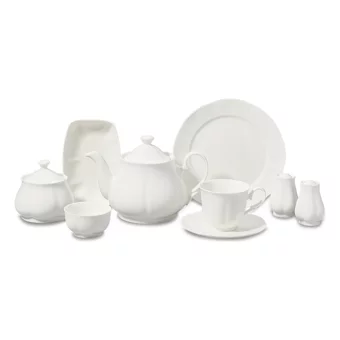 Korkmaz Diana Collection A8819 30 Parça 6 Kişilik Porselen Kahvaltı Takımı Beyaz