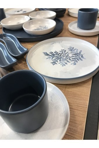 Keramika Blue Magic Yuvarlak Desenli 29 Parça 6 Kişilik Seramik Kahvaltı Takımı Beyaz-Mavi