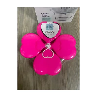 Gloria Home Kalpli Kalp 1 Parça 4 Kişilik Plastik Kahvaltı Takımı Pembe