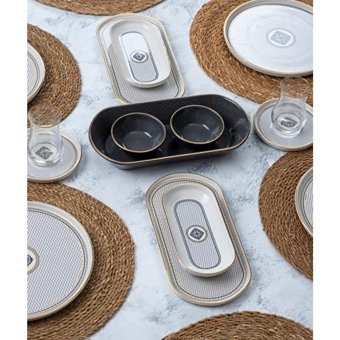 Acar Alexxi Yuvarlak Desenli 31 Parça 6 Kişilik Stoneware Kahvaltı Takımı Beyaz