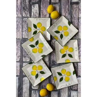 Şura Mutfak Limon Desenli 15 Parça 6 Kişilik Seramik Kahvaltı Takımı Beyaz
