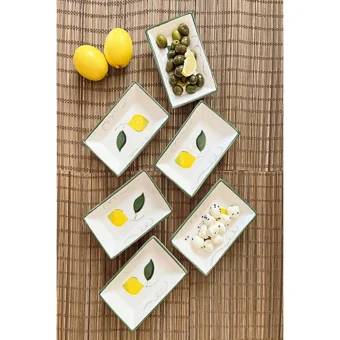 Şura Mutfak Limon Desenli 15 Parça 6 Kişilik Seramik Kahvaltı Takımı Beyaz