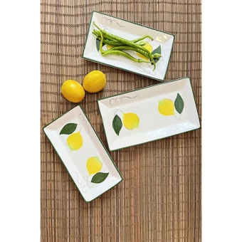 Şura Mutfak Limon Desenli 15 Parça 6 Kişilik Seramik Kahvaltı Takımı Beyaz