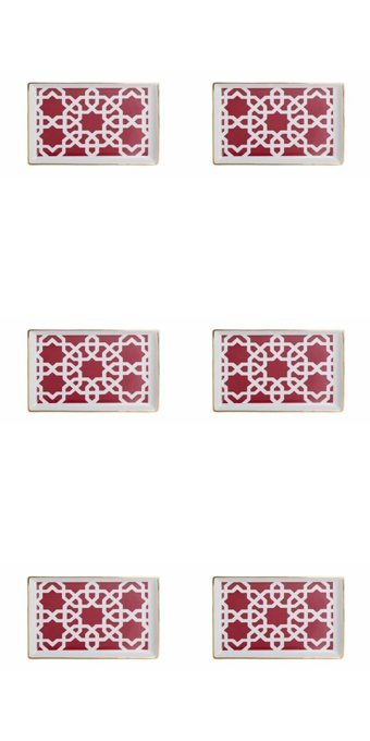 Porland Morocco 04Ap018781 Desenli 6 Parça 6 Kişilik Porselen Kahvaltı Takımı Bordo