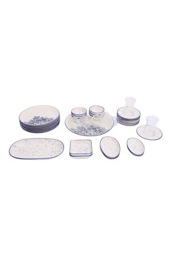 Sabor Home Laviss Desenli 32 Parça 6 Kişilik Porselen Kahvaltı Takımı Mavi