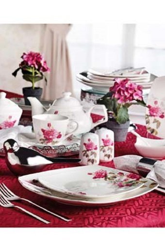 Pierre Cardin Sierra Desenli 6 Kişilik Bone China Kahvaltı Takımı Beyaz