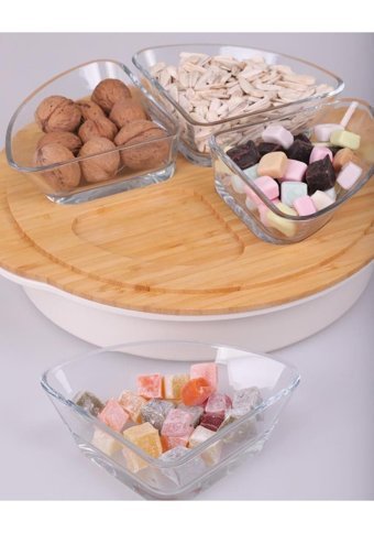 Bambum Liva Yuvarlak 6 Parça Bambu Kahvaltı Takımı Kahverengi