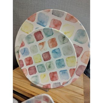 Keramika Colors Desenli 37 Parça 6 Kişilik Seramik Kahvaltı Takımı Çok Renkli