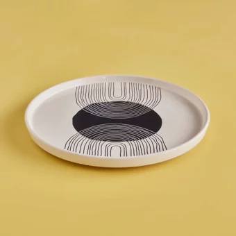 Bella Maison Graphic Line Yuvarlak Desenli 6 Parça 2 Kişilik Seramik Kahvaltı Takımı Beyaz