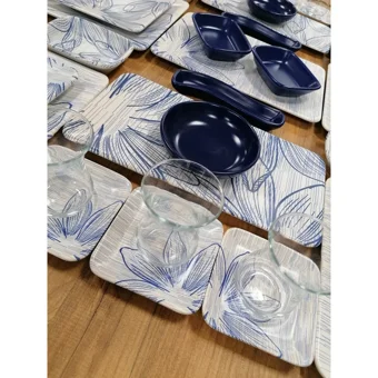 Keramika Alısa Desenli 37 Parça 6 Kişilik Seramik Kahvaltı Takımı Çok Renkli