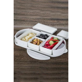 Acar Bianco Perla Oval 7 Parça Porselen Kahvaltı Takımı Beyaz