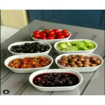 Blue Çarşım Tirilya Oval 6 Parça Seramik Kahvaltı Takımı Beyaz