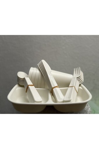 Hobby Life Kahvaltı Tabağı Kare 30 Parça 6 Kişilik Plastik Kahvaltı Takımı Bej