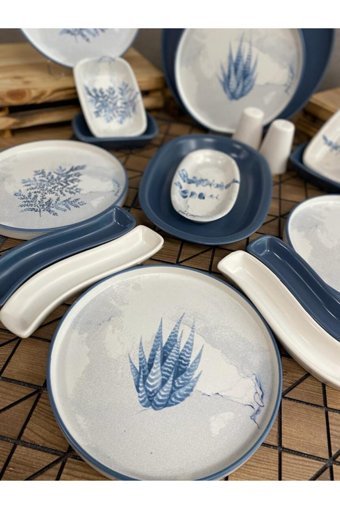 Demet Çeyiz Çiçek Yuvarlak Desenli 19 Parça 6 Kişilik Seramik Kahvaltı Takımı Bej