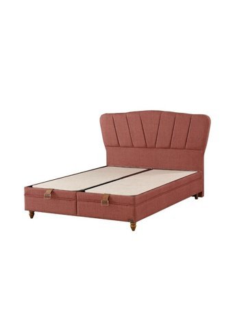 Pink 100x200 cm Başlıklı Sandıklı Tek Kişilik Baza Seti Kırmızı