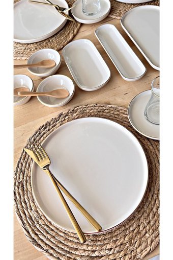 Casa De Bella Beyaz Yuvarlak 37 Parça 6 Kişilik Stoneware Kahvaltı Takımı Beyaz