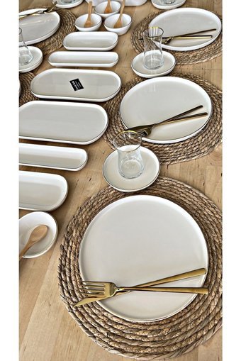 Casa De Bella Beyaz Yuvarlak 37 Parça 6 Kişilik Stoneware Kahvaltı Takımı Beyaz