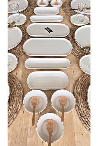Casa De Bella Beyaz Yuvarlak 37 Parça 6 Kişilik Stoneware Kahvaltı Takımı Beyaz
