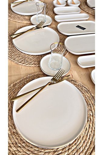 Casa De Bella Beyaz Yuvarlak 37 Parça 6 Kişilik Stoneware Kahvaltı Takımı Beyaz