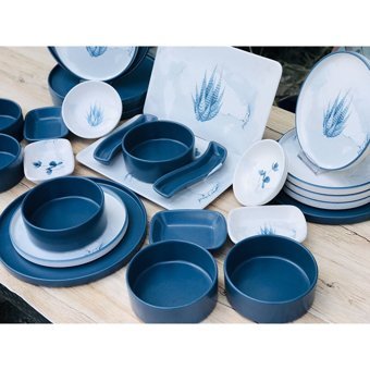 Keramika Blue Magic Yuvarlak Desenli 28 Parça 6 Kişilik Seramik Kahvaltı Takımı Beyaz-Mavi