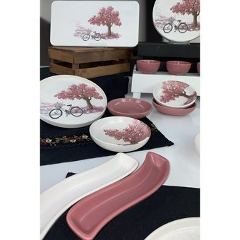 Keramika Bicycle Yuvarlak Desenli 19 Parça 6 Kişilik Seramik Kahvaltı Takımı Çok Renkli
