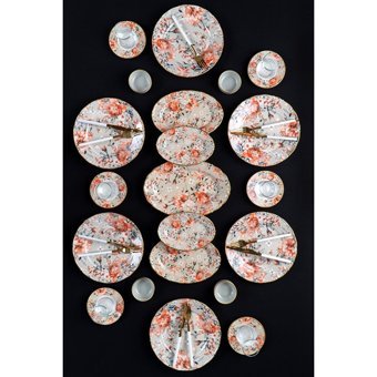 Acar Candy 12353 Yuvarlak Desenli 27 Parça 6 Kişilik Porselen Kahvaltı Takımı Çok Renkli