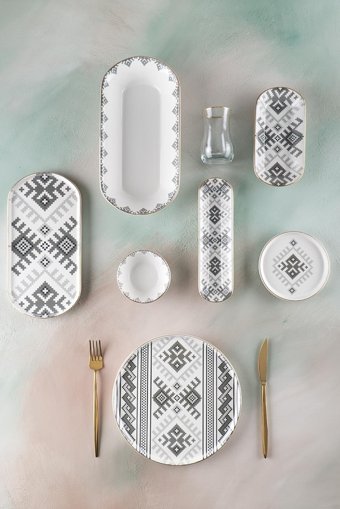 Acar Ethnic Sr-05130 Yuvarlak Desenli 31 Parça Stoneware Kahvaltı Takımı Çok Renkli