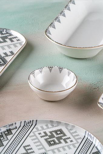 Acar Ethnic Sr-05130 Yuvarlak Desenli 31 Parça Stoneware Kahvaltı Takımı Çok Renkli