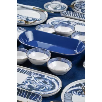 Acar Ottoman 324 Yuvarlak Desenli 31 Parça 6 Kişilik Stoneware Kahvaltı Takımı Beyaz