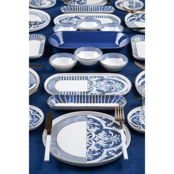 Acar Ottoman 324 Yuvarlak Desenli 31 Parça 6 Kişilik Stoneware Kahvaltı Takımı Beyaz