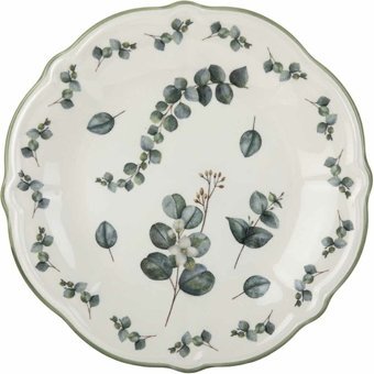 Bella Maison Ocaliptus Yuvarlak Desenli 26 Parça 6 Kişilik Stoneware Kahvaltı Takımı Yeşil