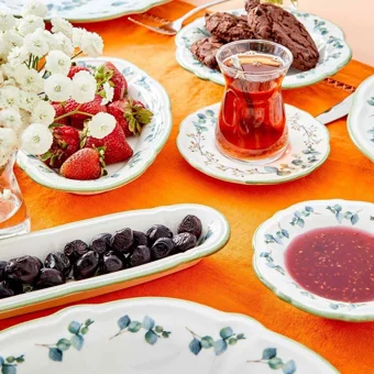 Bella Maison Ocaliptus Yuvarlak Desenli 26 Parça 6 Kişilik Stoneware Kahvaltı Takımı Yeşil