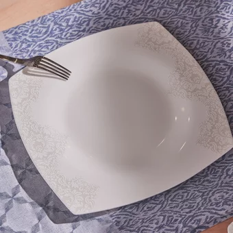 Karaca Fine Pearl Helen Kare 26 Parça 6 Kişilik Fine Pearl Kahvaltı Takımı Beyaz