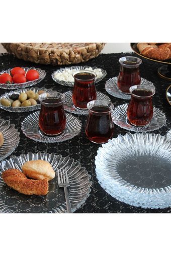 Paşabahçe Aura 24 Parça 6 Kişilik Cam Kahvaltı Takımı Şeffaf